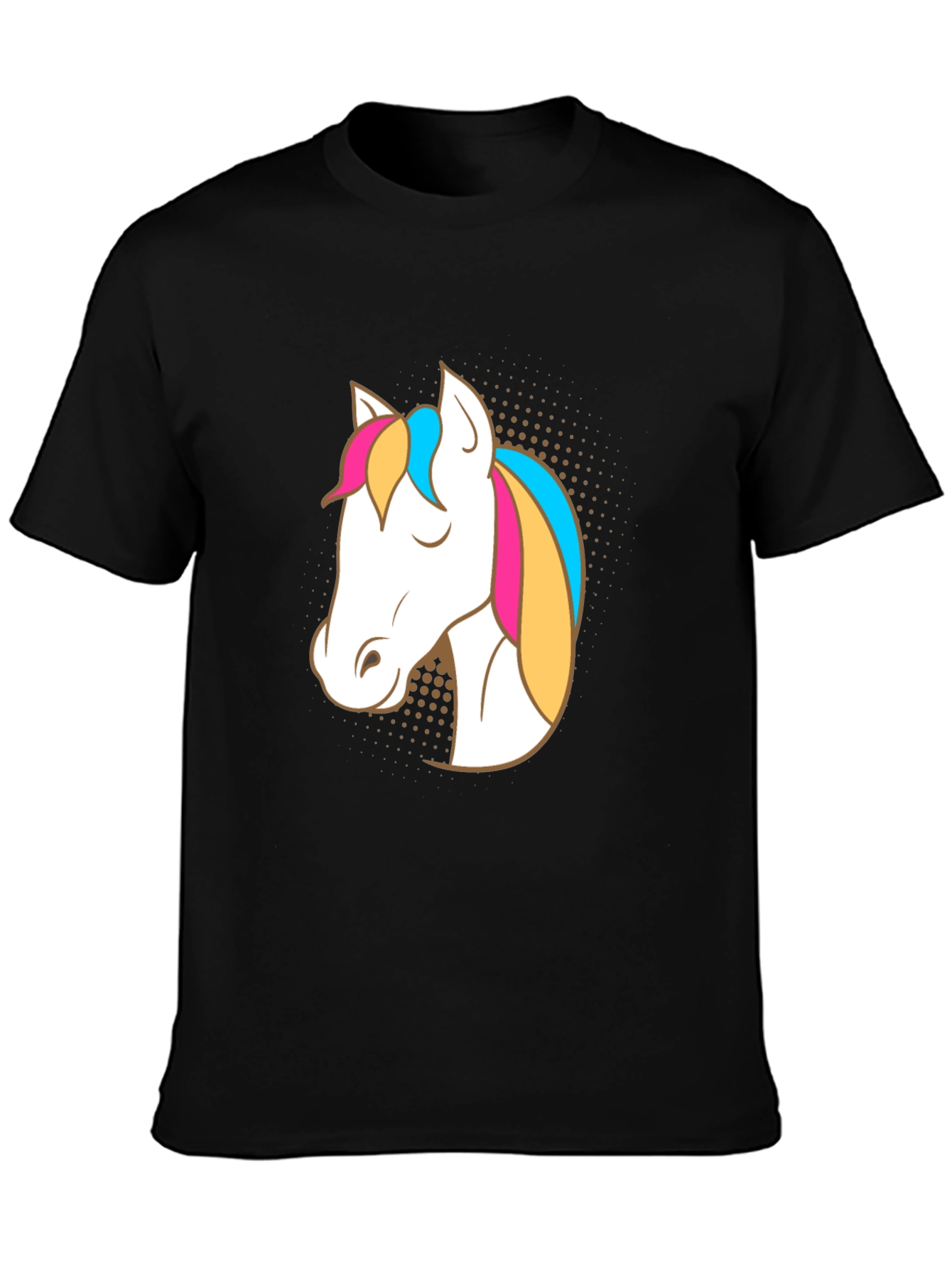 Unicorn Graphic Tee - Black Cotton Casual T-Shirt