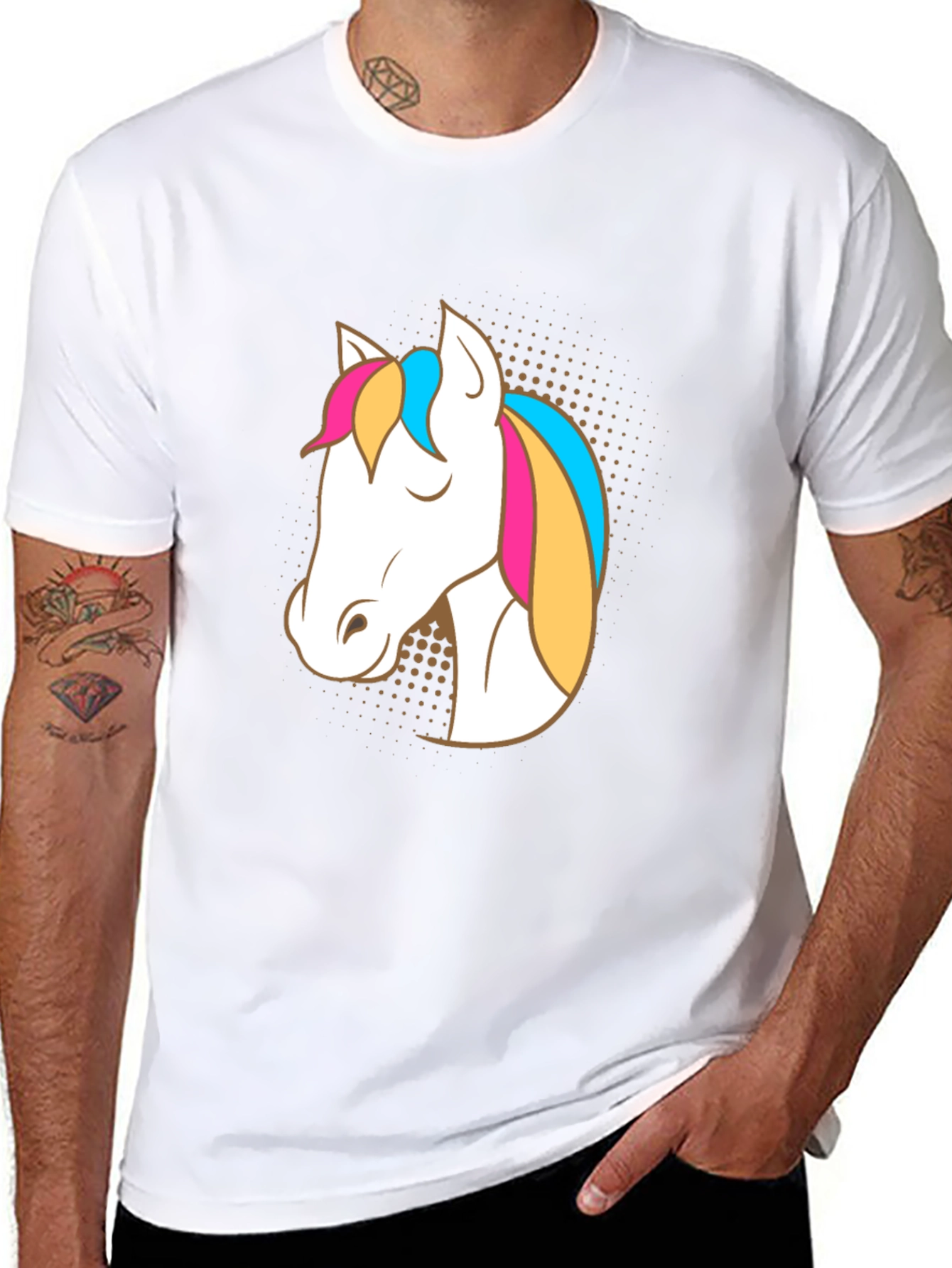 Unicorn Graphic Tee - Black Cotton Casual T-Shirt