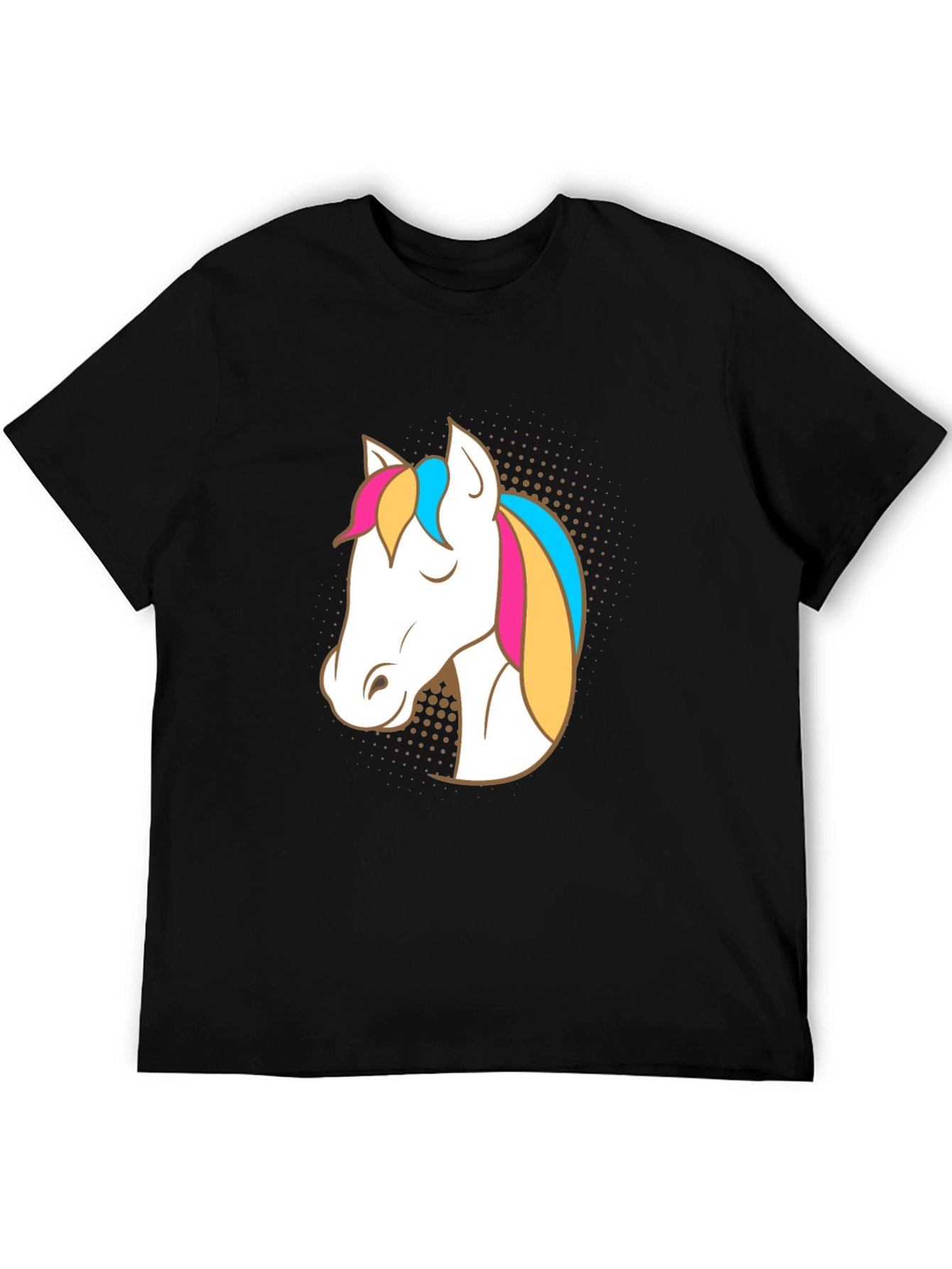 Unicorn Graphic Tee - Black Cotton Casual T-Shirt