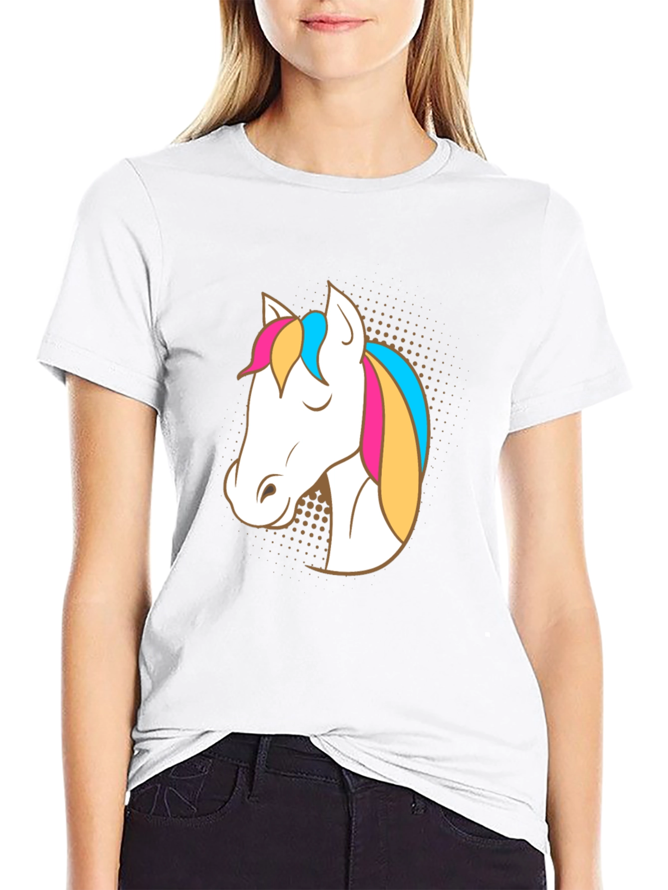 Unicorn Graphic Tee - Black Cotton Casual T-Shirt