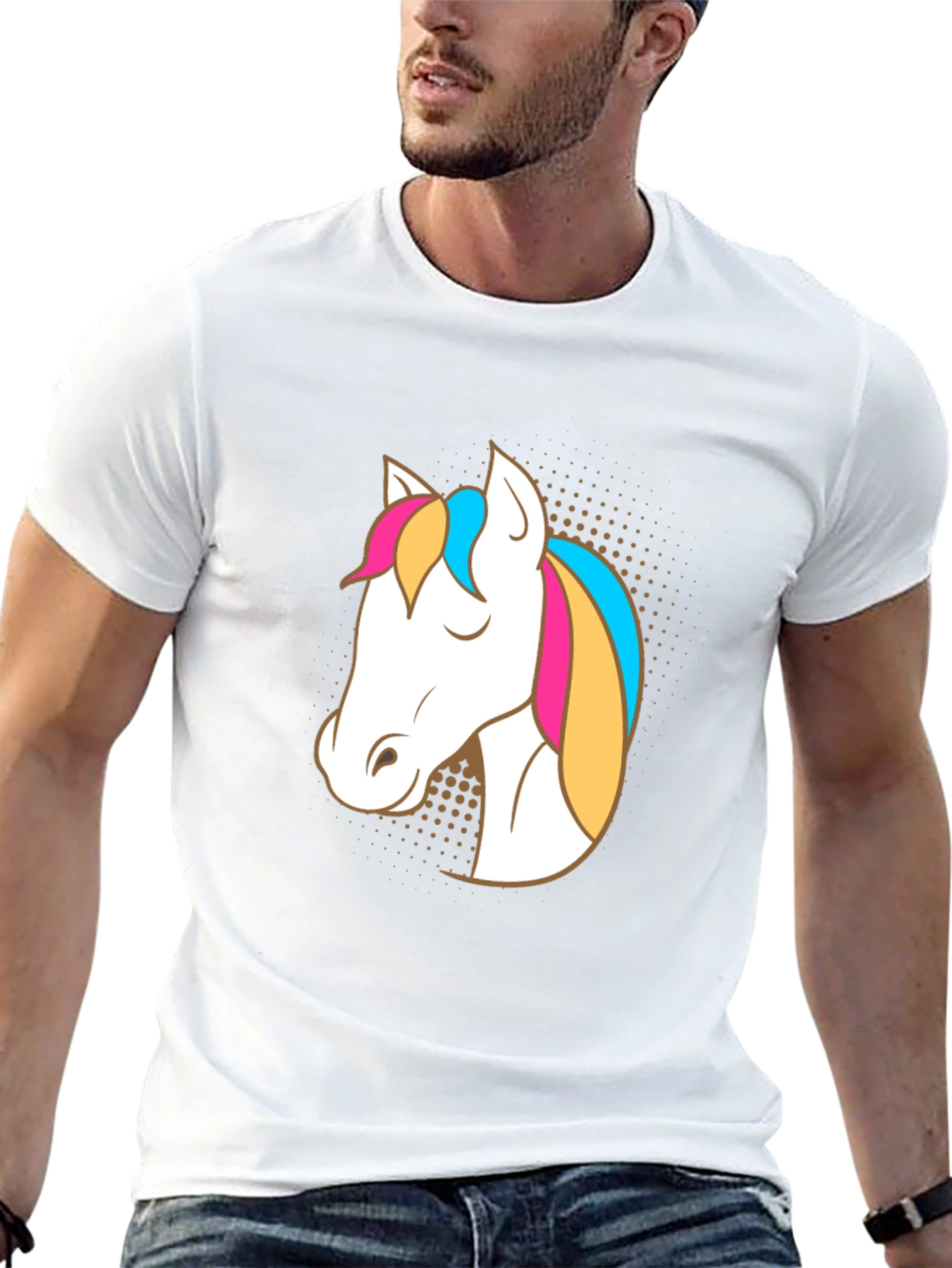 Unicorn Graphic Tee - Black Cotton Casual T-Shirt