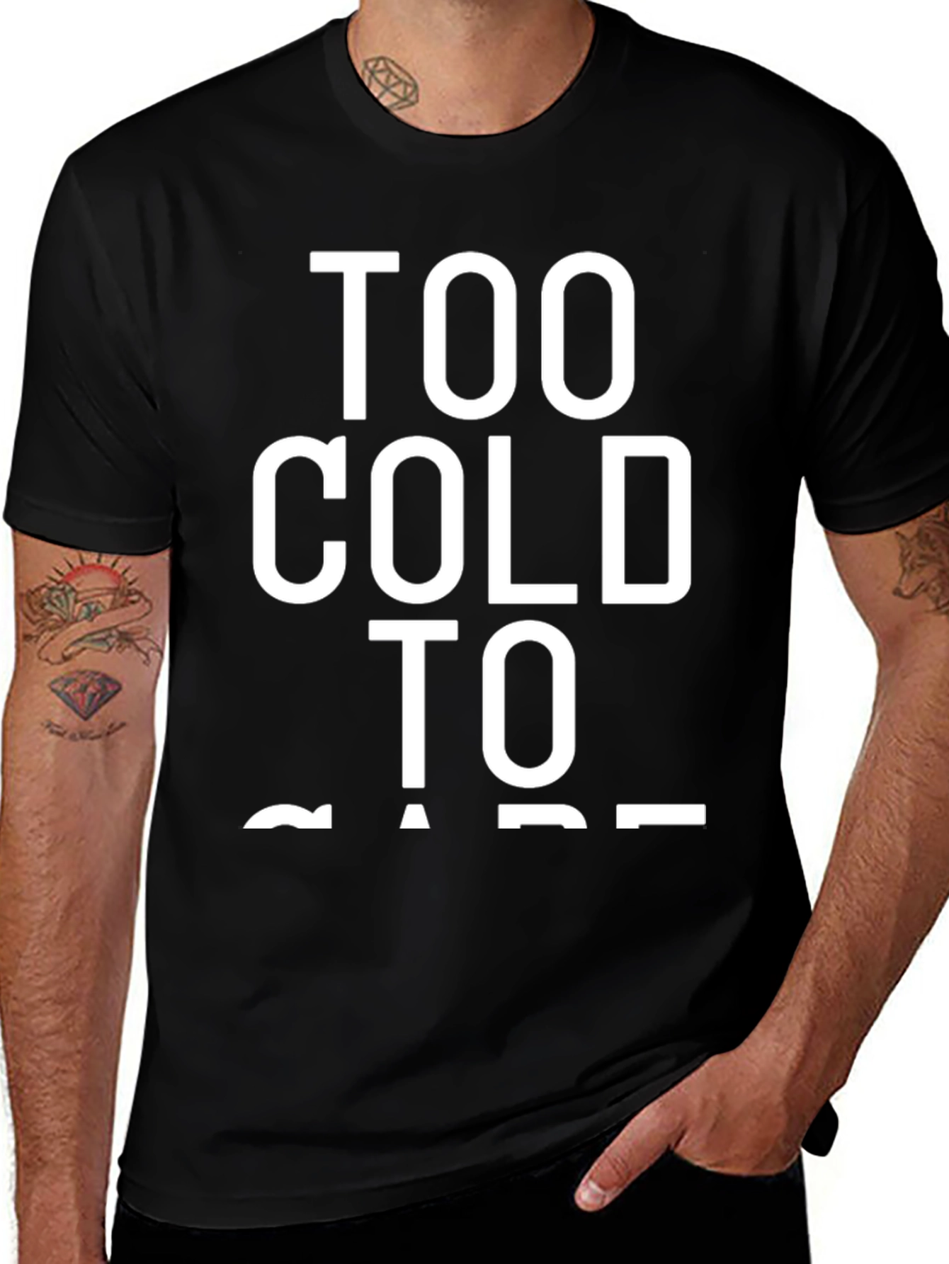 Too Cold to Care Graphic Tee - Black Cotton Comfort