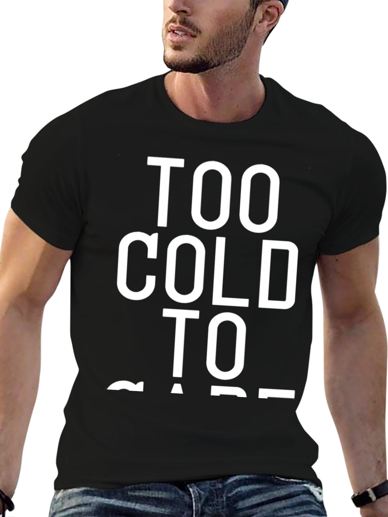Too Cold to Care Graphic Tee - Black Cotton Comfort