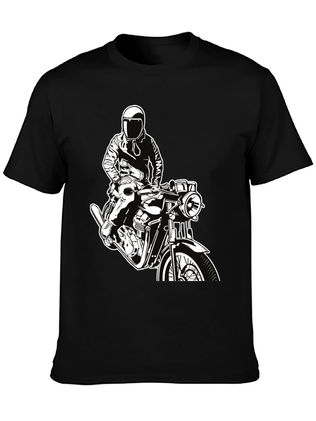 Biker Graphic Tee - Black Cotton T-Shirt