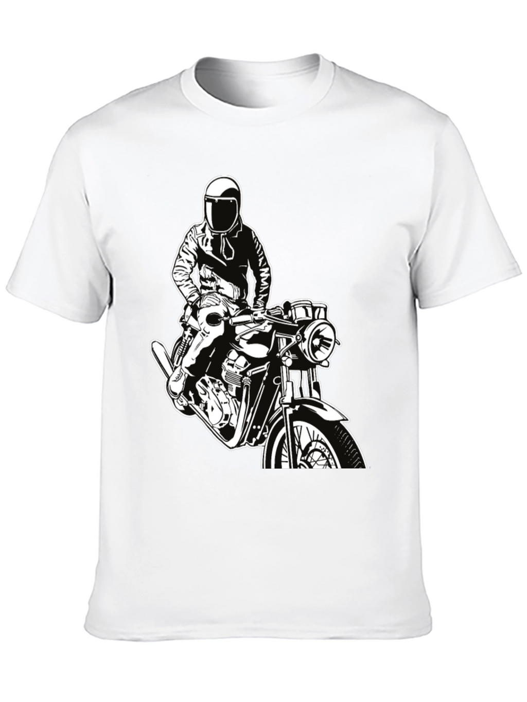 Biker Graphic Tee - Black Cotton T-Shirt