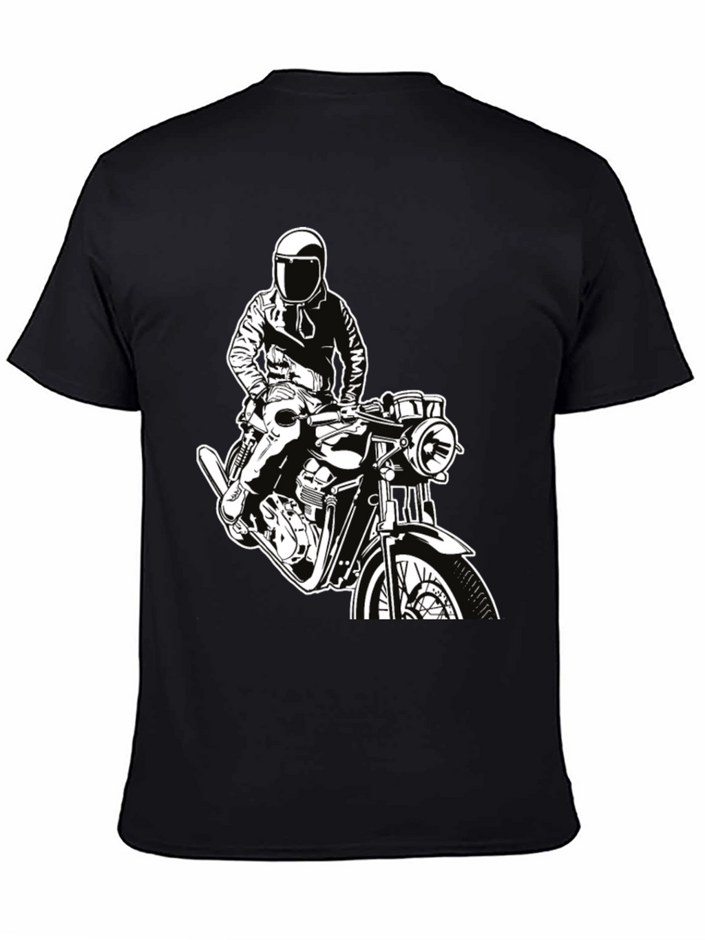 Biker Graphic Tee - Black Cotton T-Shirt