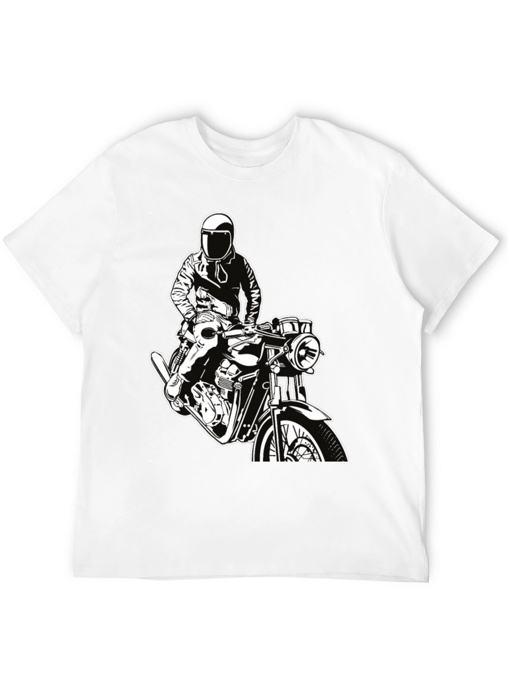 Biker Graphic Tee - Black Cotton T-Shirt