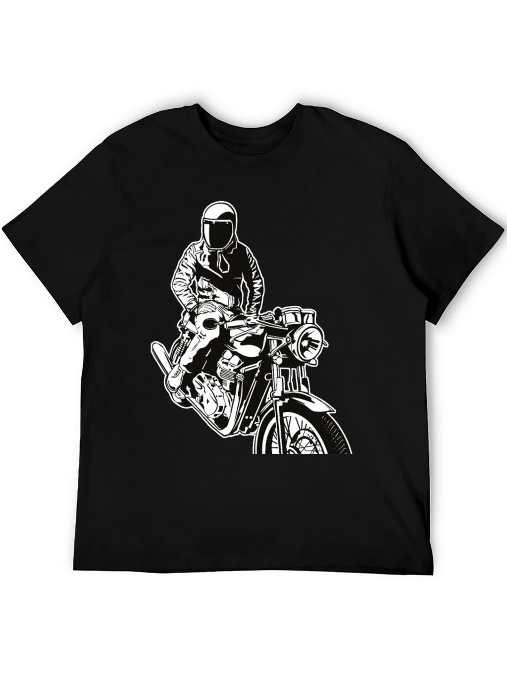 Biker Graphic Tee - Black Cotton T-Shirt