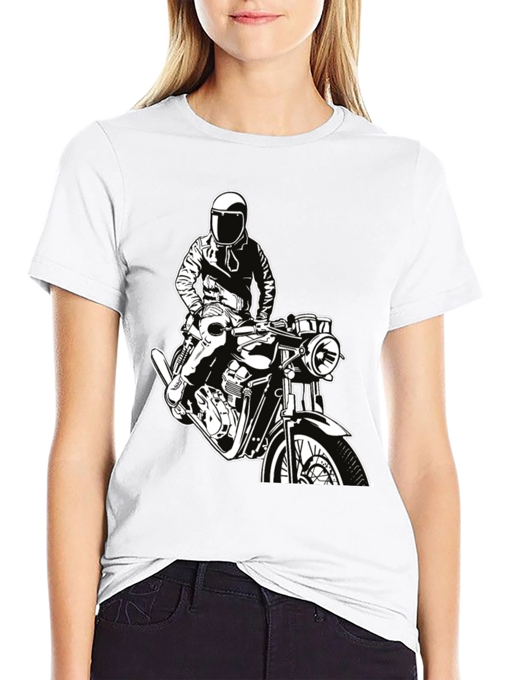 Biker Graphic Tee - Black Cotton T-Shirt