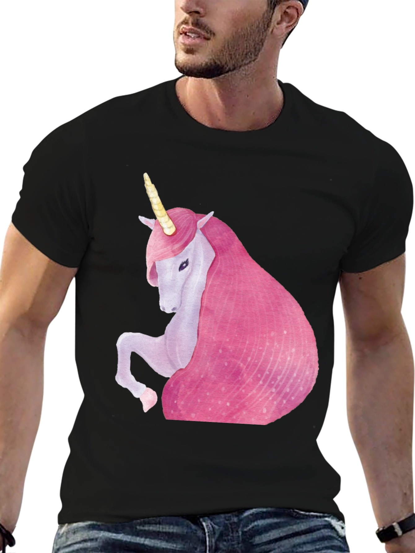 Unicorn Graphic Black T-Shirt