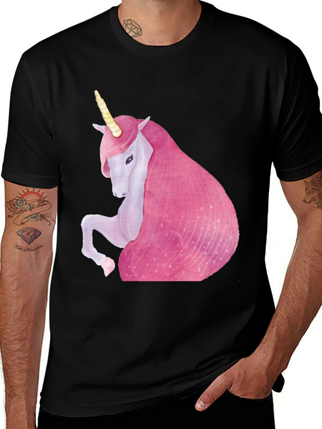 Unicorn Graphic Black T-Shirt