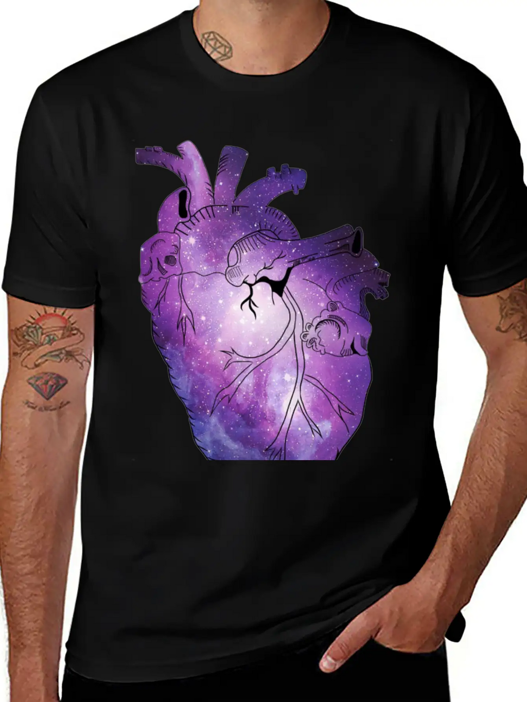 Galaxy Beating Heart Casual Graphic T-Shirt – Simple And Comfortable Daily Wear