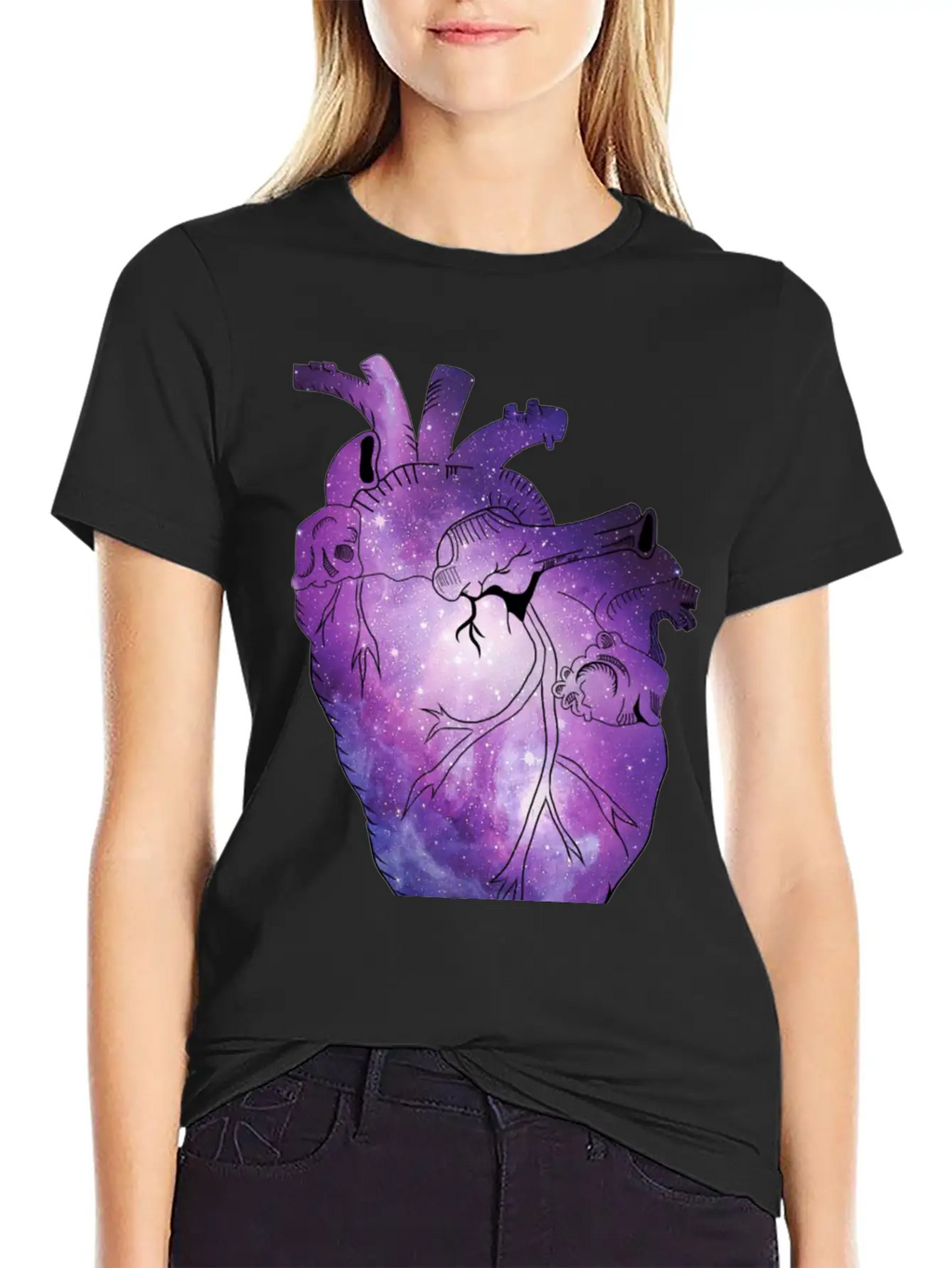 Galaxy Beating Heart Casual Graphic T-Shirt – Simple And Comfortable Daily Wear