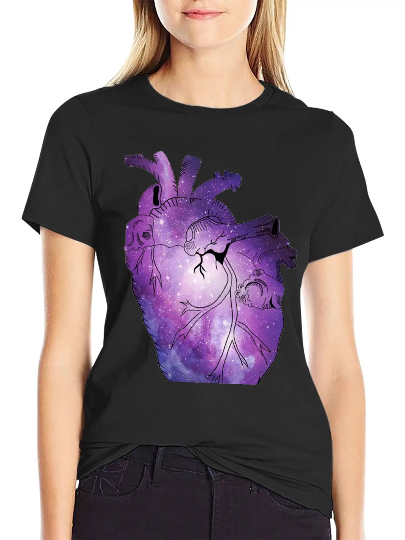 Galaxy Beating Heart Casual Graphic T-Shirt – Simple And Comfortable Daily Wear
