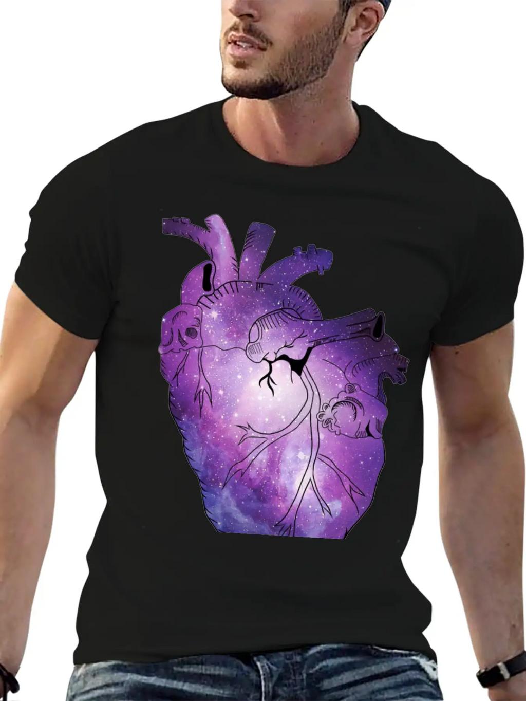 Galaxy Beating Heart Casual Graphic T-Shirt – Simple And Comfortable Daily Wear