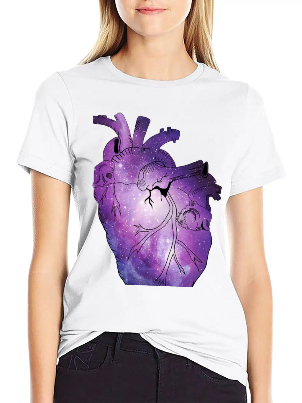 Galaxy Beating Heart Casual Graphic T-Shirt – Simple And Comfortable Daily Wear