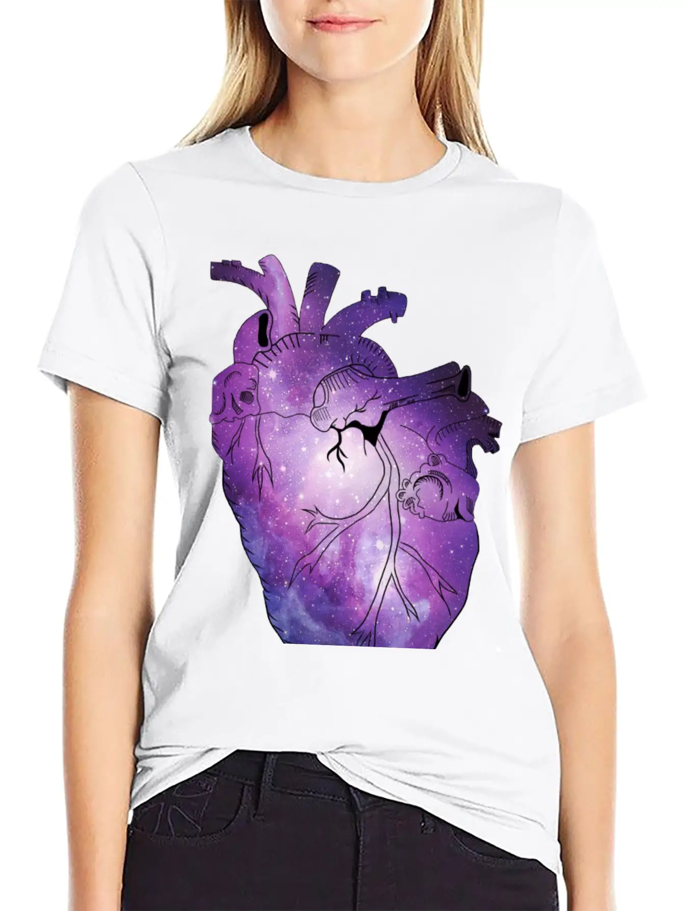 Galaxy Beating Heart Casual Graphic T-Shirt – Simple And Comfortable Daily Wear