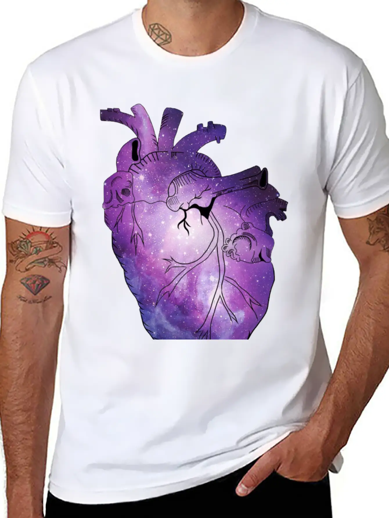 Galaxy Beating Heart Casual Graphic T-Shirt – Simple And Comfortable Daily Wear