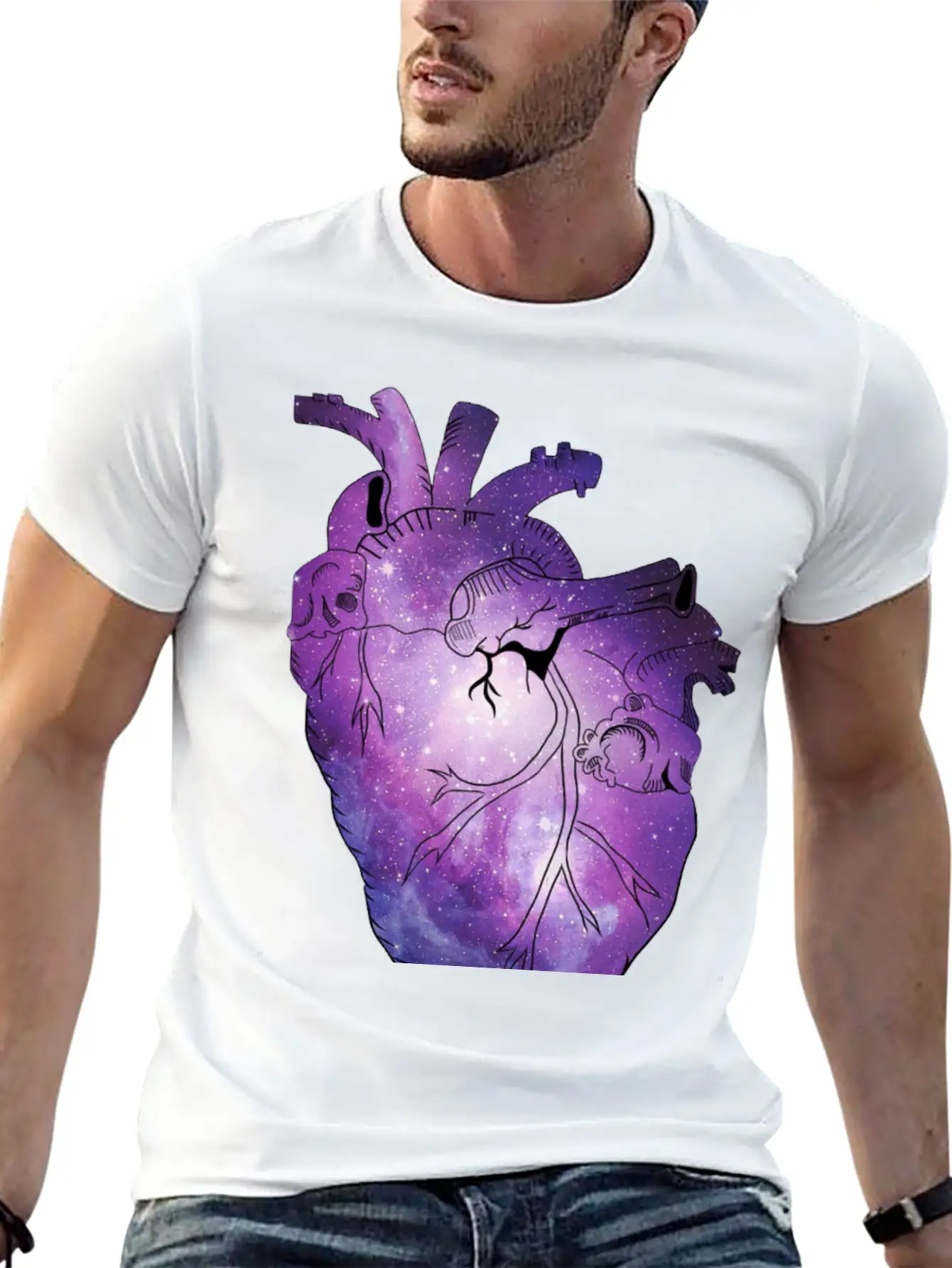Galaxy Beating Heart Casual Graphic T-Shirt – Simple And Comfortable Daily Wear