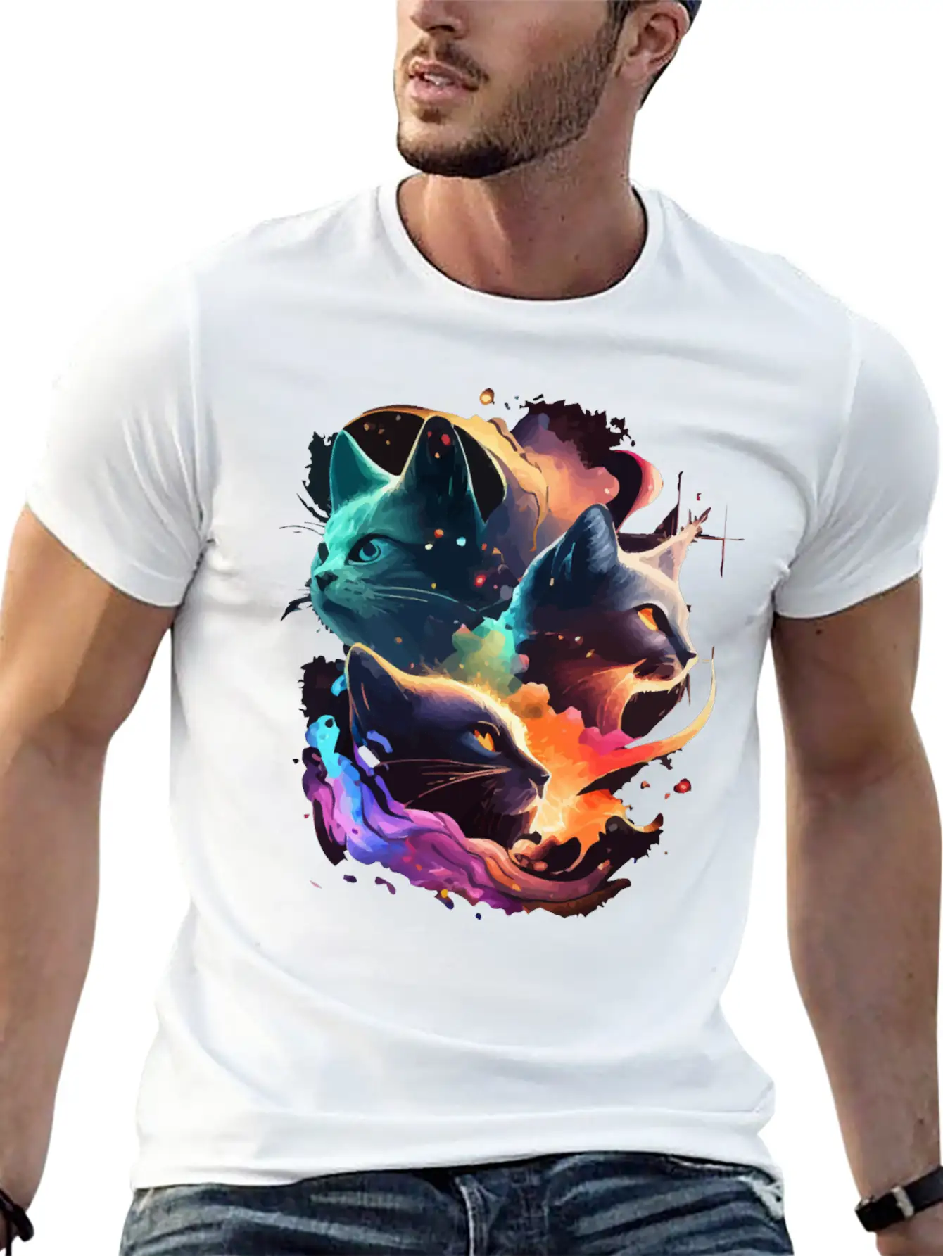 Galaxy Cat Unisex Casual T-Shirt – Clean Design For Daily Comfort