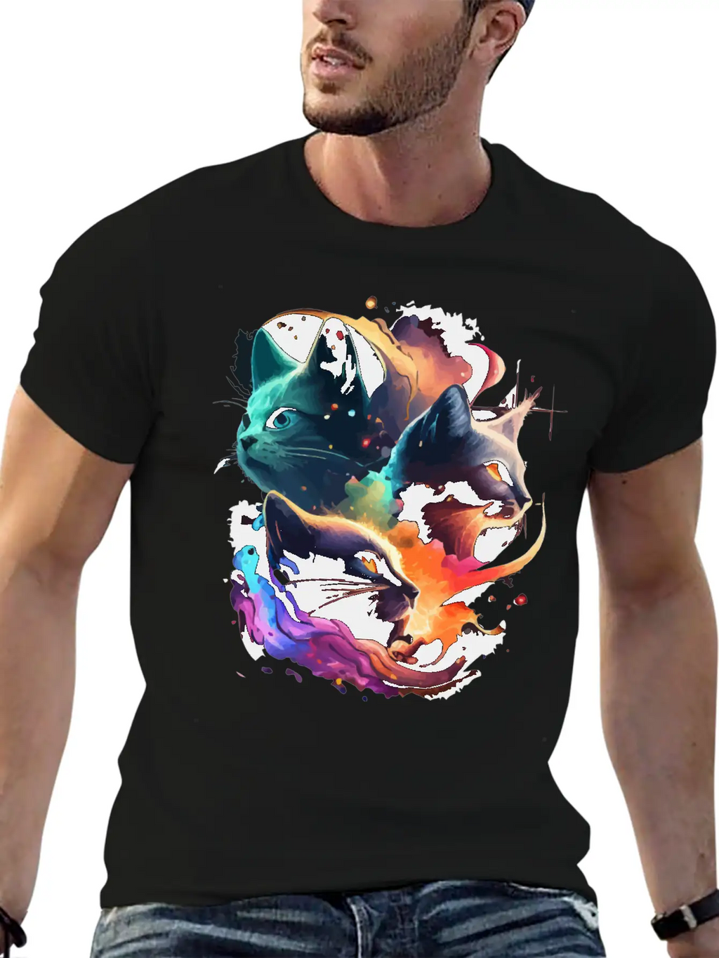 Galaxy Cat Unisex Casual T-Shirt – Clean Design For Daily Comfort
