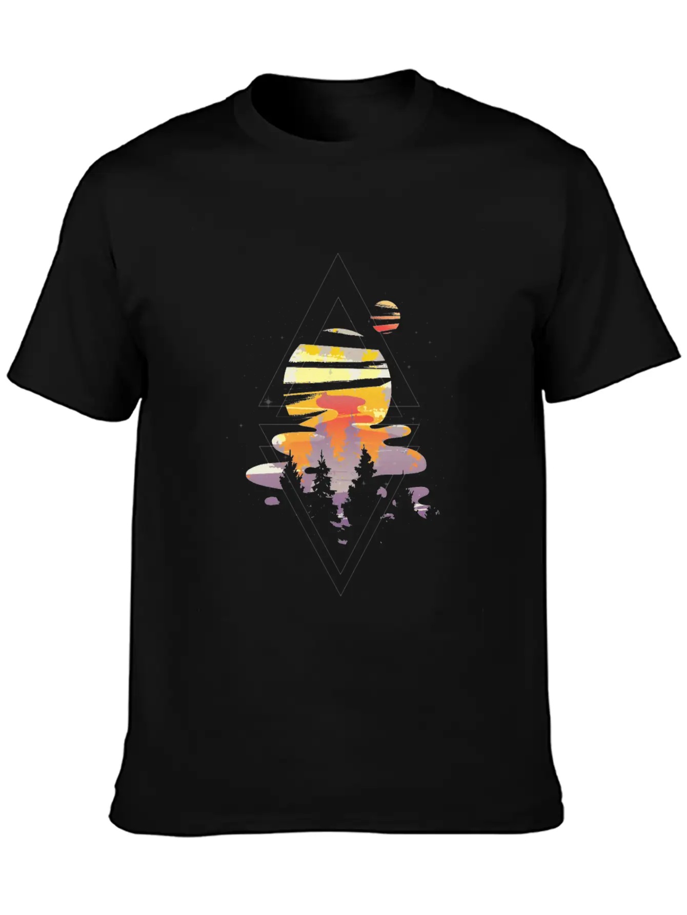 Galaxy Watercolor Forest Tshirt Unisex Short Sleeve Soft Cotton T-Shirt – Casual Everyday Wear