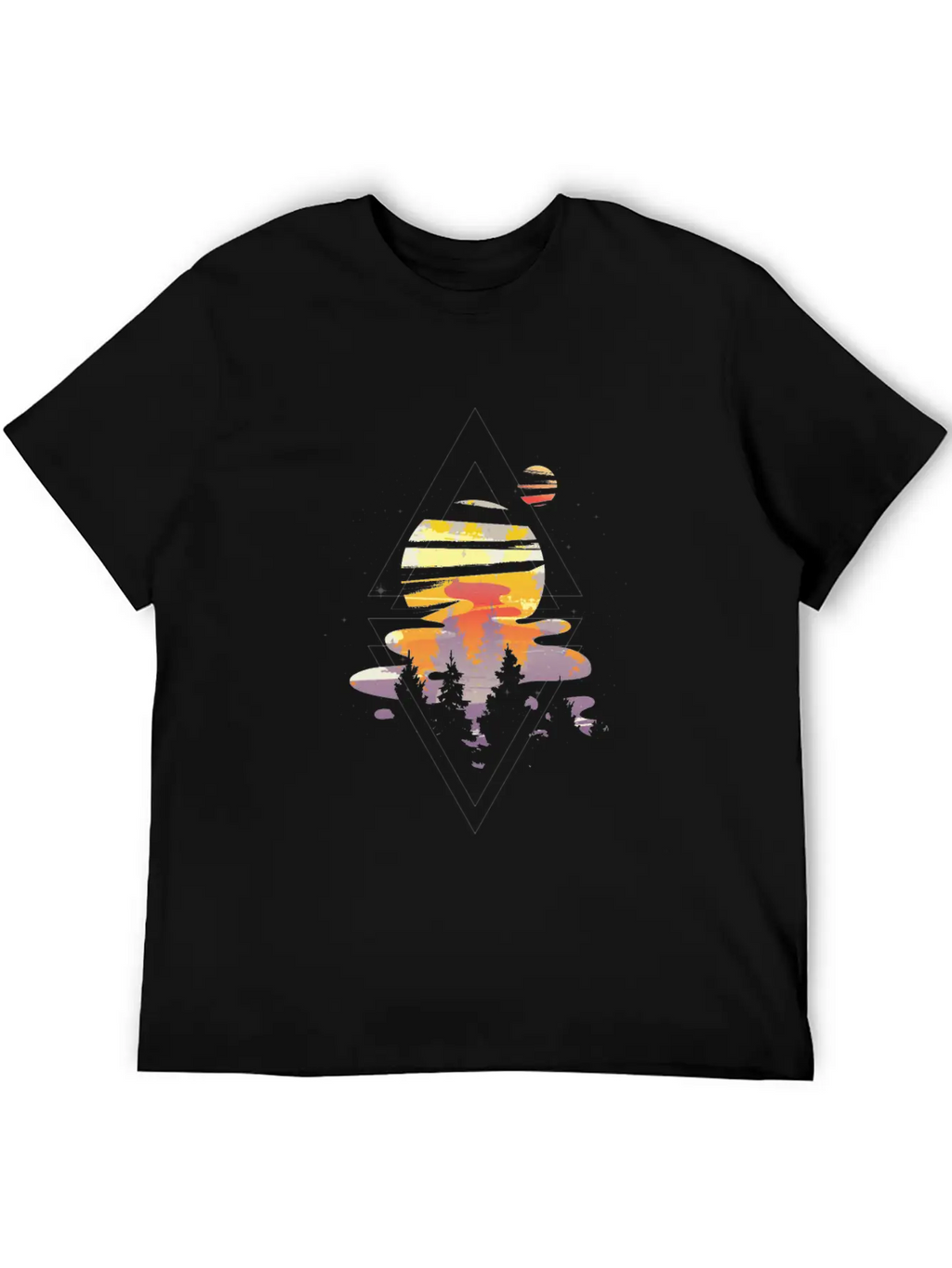 Galaxy Watercolor Forest Tshirt Unisex Short Sleeve Soft Cotton T-Shirt – Casual Everyday Wear