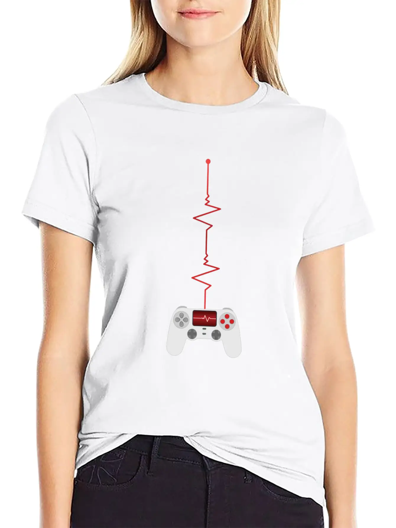 Gamer Heartbeat Controller Unisex Short Sleeve Soft Cotton T-Shirt – Casual Everyday Wear