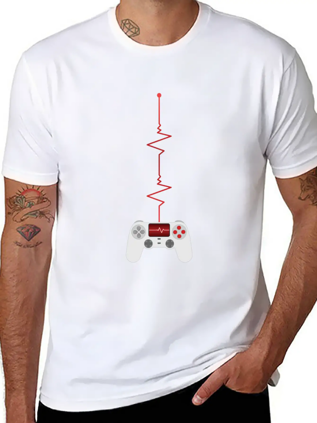 Gamer Heartbeat Controller Unisex Short Sleeve Soft Cotton T-Shirt – Casual Everyday Wear