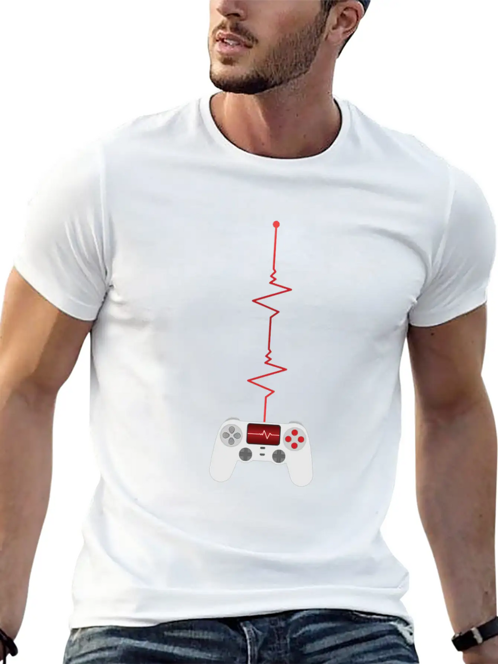 Gamer Heartbeat Controller Unisex Short Sleeve Soft Cotton T-Shirt – Casual Everyday Wear