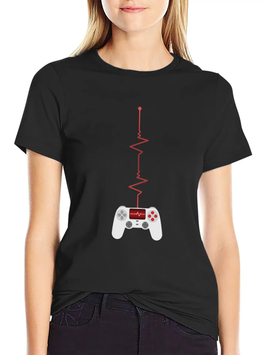 Gamer Heartbeat Controller Unisex Short Sleeve Soft Cotton T-Shirt – Casual Everyday Wear