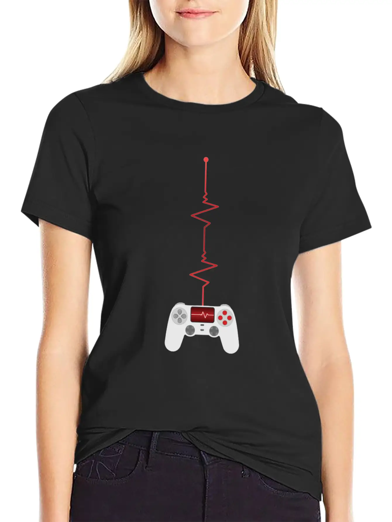 Gamer Heartbeat Controller Unisex Short Sleeve Soft Cotton T-Shirt – Casual Everyday Wear