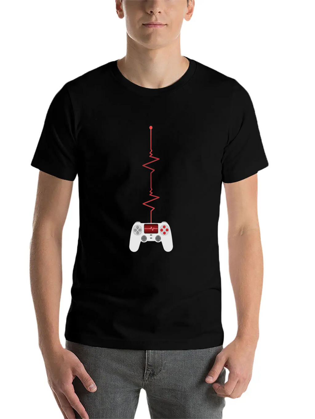 Gamer Heartbeat Controller Unisex Short Sleeve Soft Cotton T-Shirt – Casual Everyday Wear