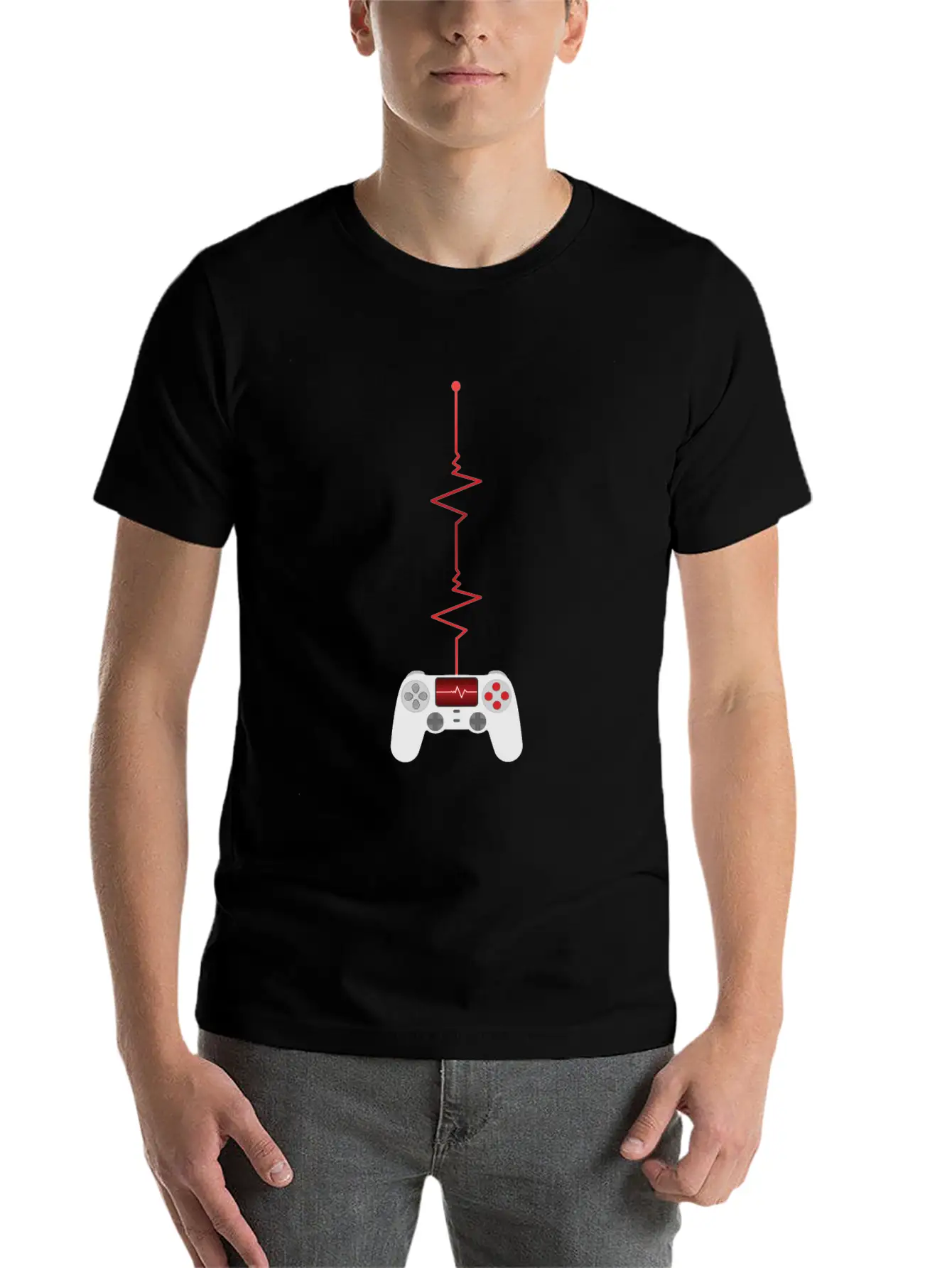 Gamer Heartbeat Controller Unisex Short Sleeve Soft Cotton T-Shirt – Casual Everyday Wear