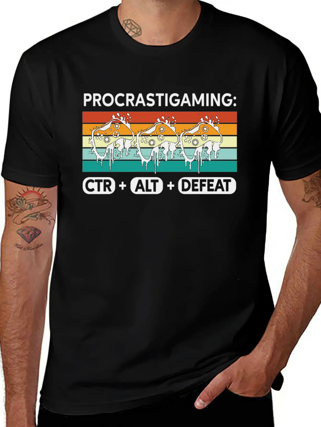 Gamer Procrastigaming CTR Alt Defeat Gaming Stylish Everyday T-Shirt – Unisex Basic Cotton Tee