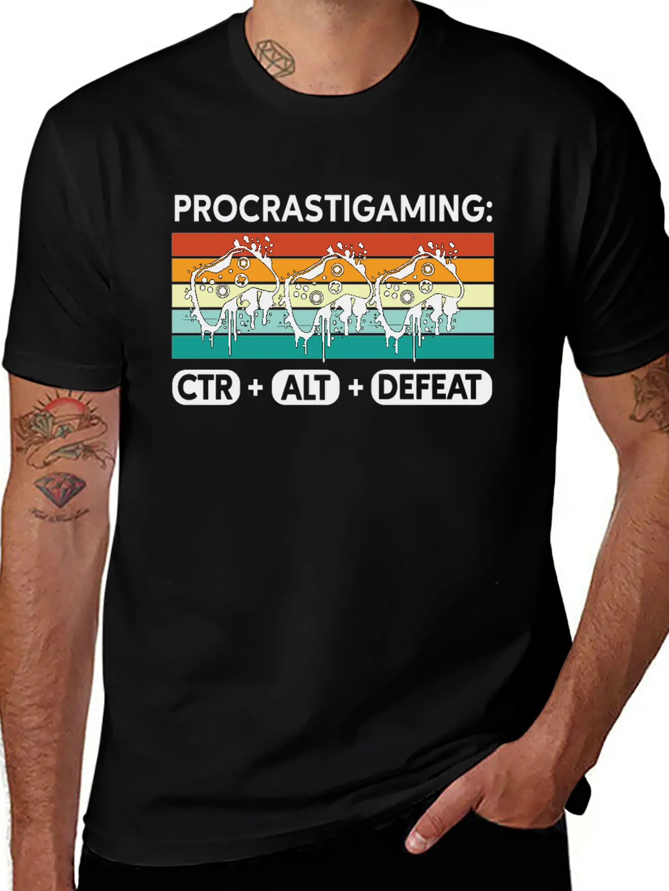 Gamer Procrastigaming CTR Alt Defeat Gaming Stylish Everyday T-Shirt – Unisex Basic Cotton Tee