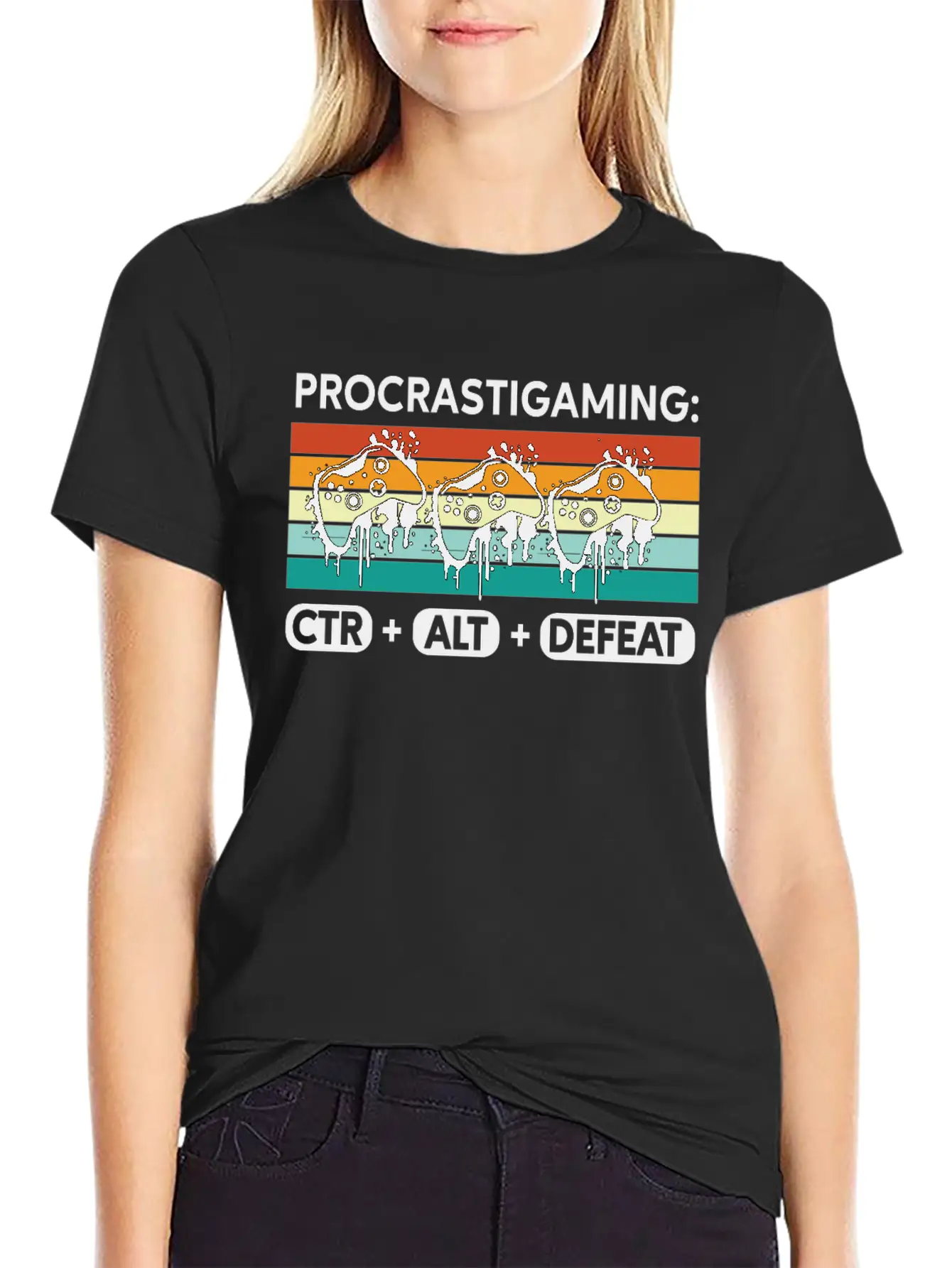 Gamer Procrastigaming CTR Alt Defeat Gaming Stylish Everyday T-Shirt – Unisex Basic Cotton Tee