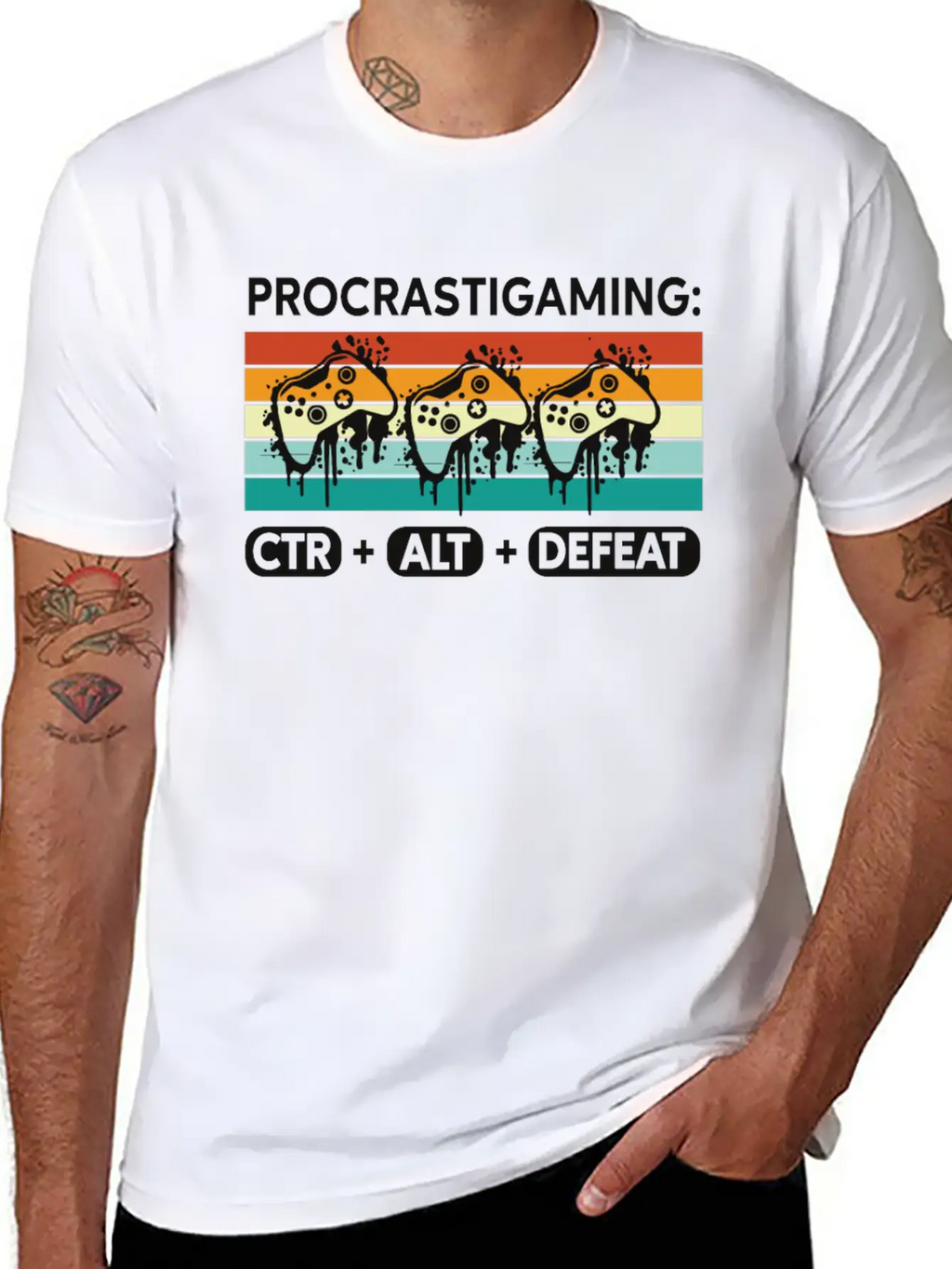 Gamer Procrastigaming CTR Alt Defeat Gaming Stylish Everyday T-Shirt – Unisex Basic Cotton Tee