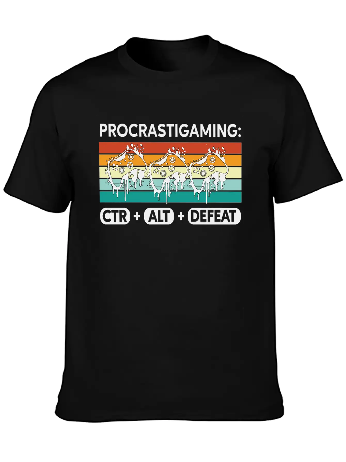 Gamer Procrastigaming CTR Alt Defeat Gaming Stylish Everyday T-Shirt – Unisex Basic Cotton Tee