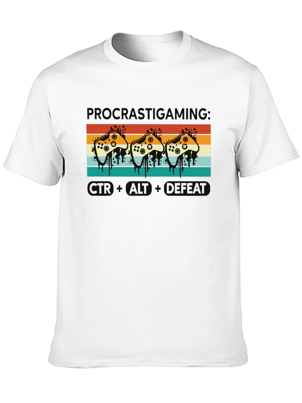 Gamer Procrastigaming CTR Alt Defeat Gaming Stylish Everyday T-Shirt – Unisex Basic Cotton Tee