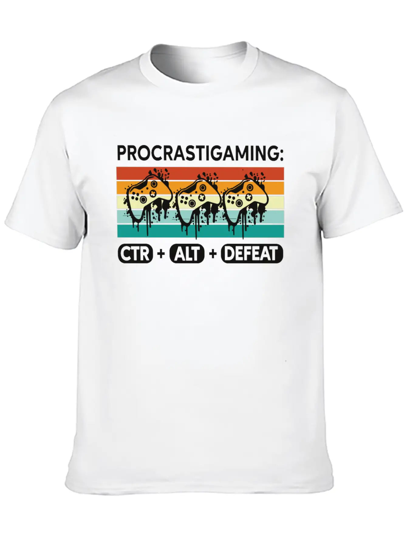 Gamer Procrastigaming CTR Alt Defeat Gaming Stylish Everyday T-Shirt – Unisex Basic Cotton Tee