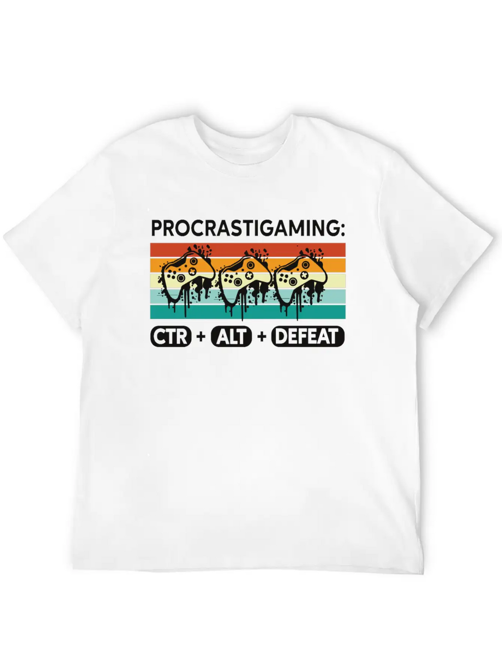 Gamer Procrastigaming CTR Alt Defeat Gaming Stylish Everyday T-Shirt – Unisex Basic Cotton Tee