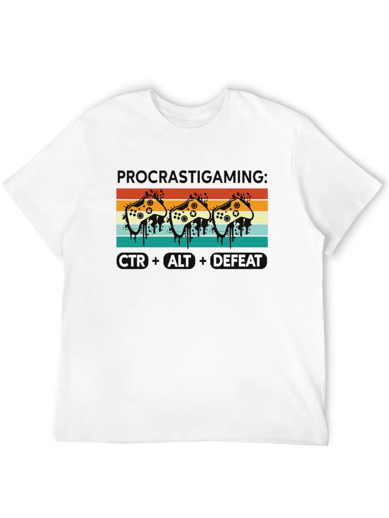 Gamer Procrastigaming CTR Alt Defeat Gaming Stylish Everyday T-Shirt – Unisex Basic Cotton Tee