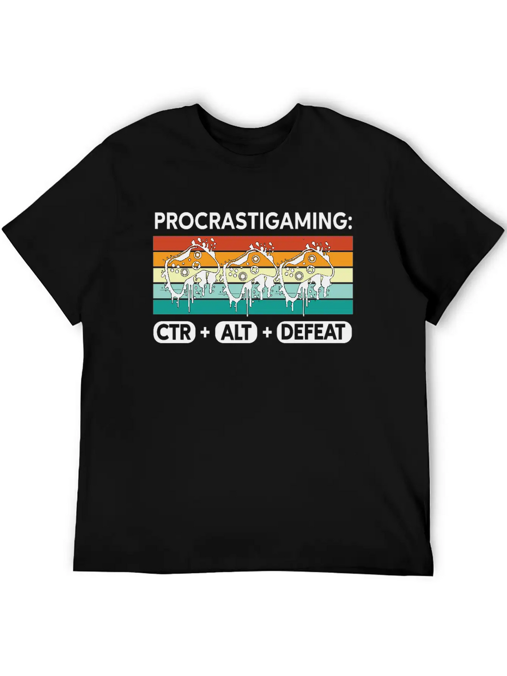 Gamer Procrastigaming CTR Alt Defeat Gaming Stylish Everyday T-Shirt – Unisex Basic Cotton Tee