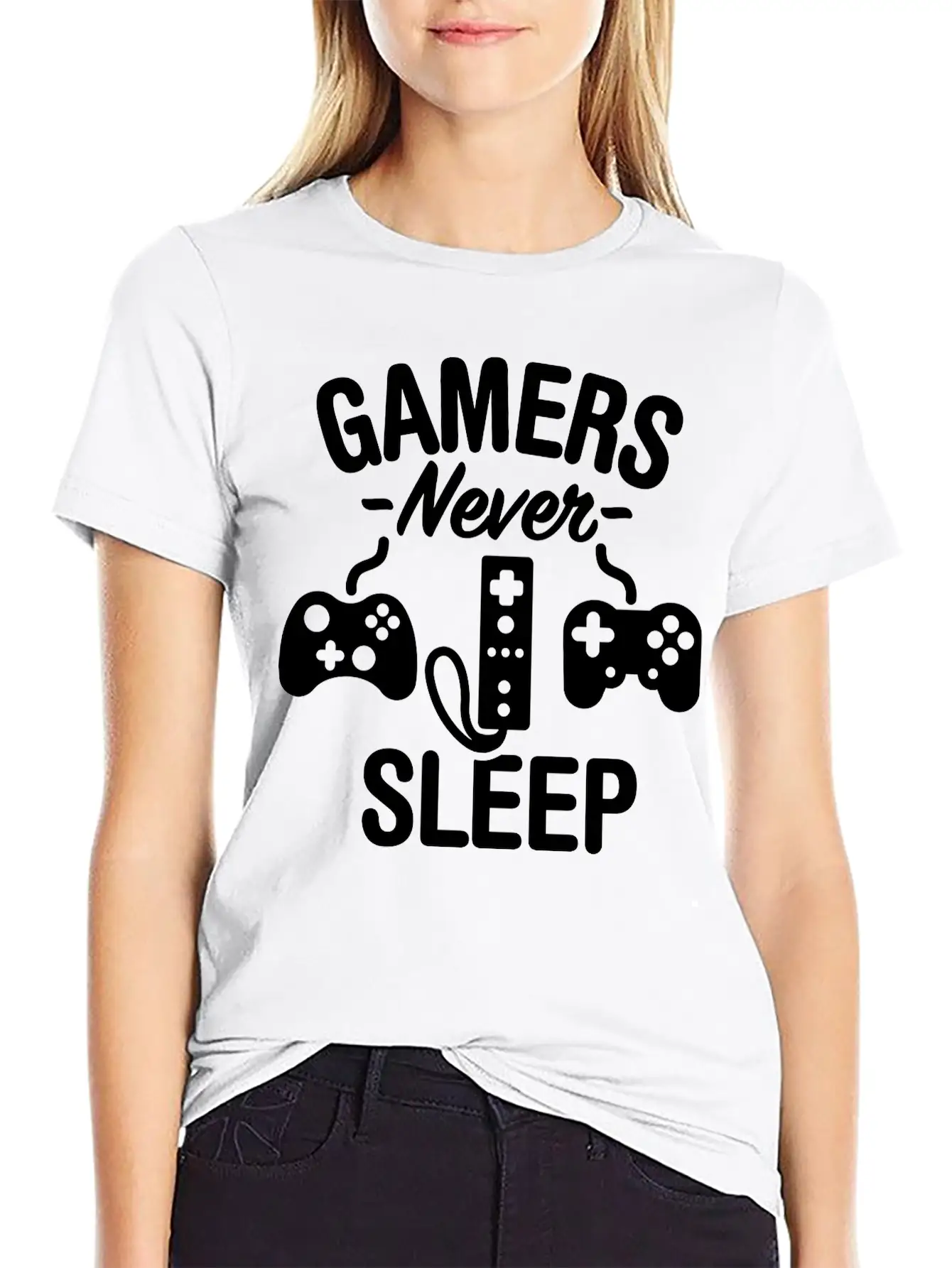 Gamers Never Sleep Casual Graphic T-Shirt – Simple And Comfortable Daily Wear