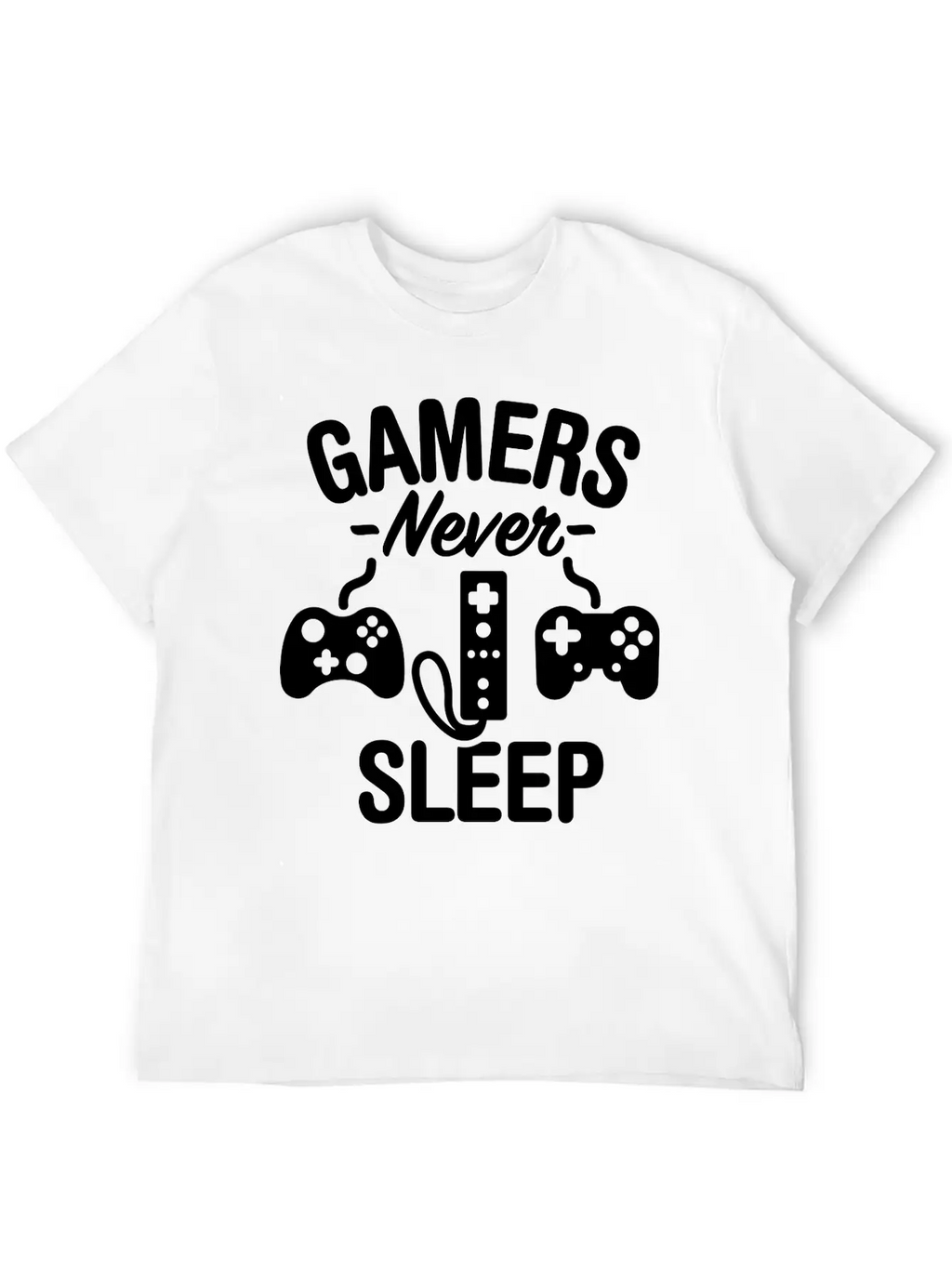 Gamers Never Sleep Casual Graphic T-Shirt – Simple And Comfortable Daily Wear