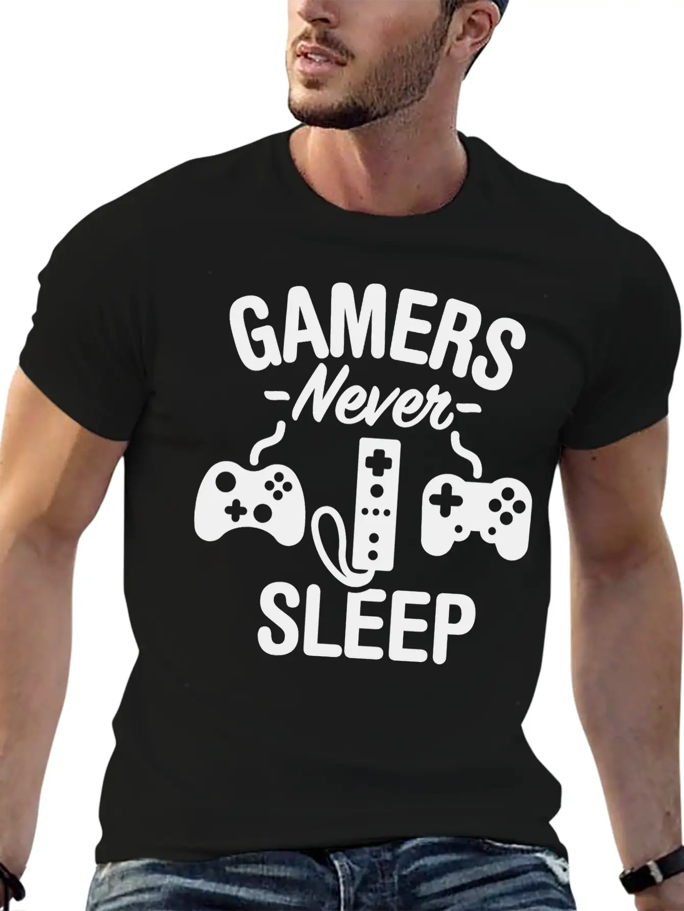 Gamers Never Sleep Casual Graphic T-Shirt – Simple And Comfortable Daily Wear