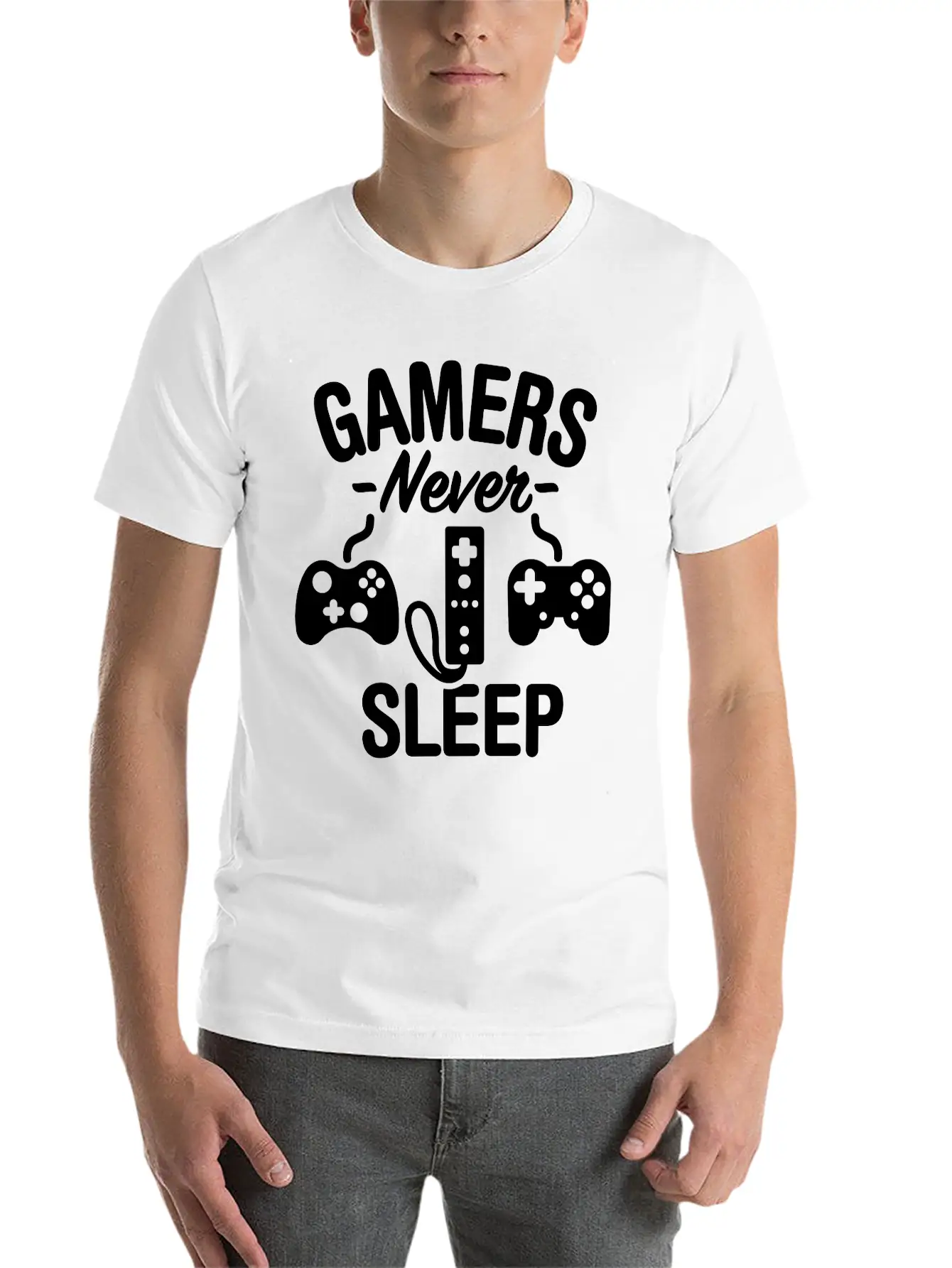 Gamers Never Sleep Casual Graphic T-Shirt – Simple And Comfortable Daily Wear