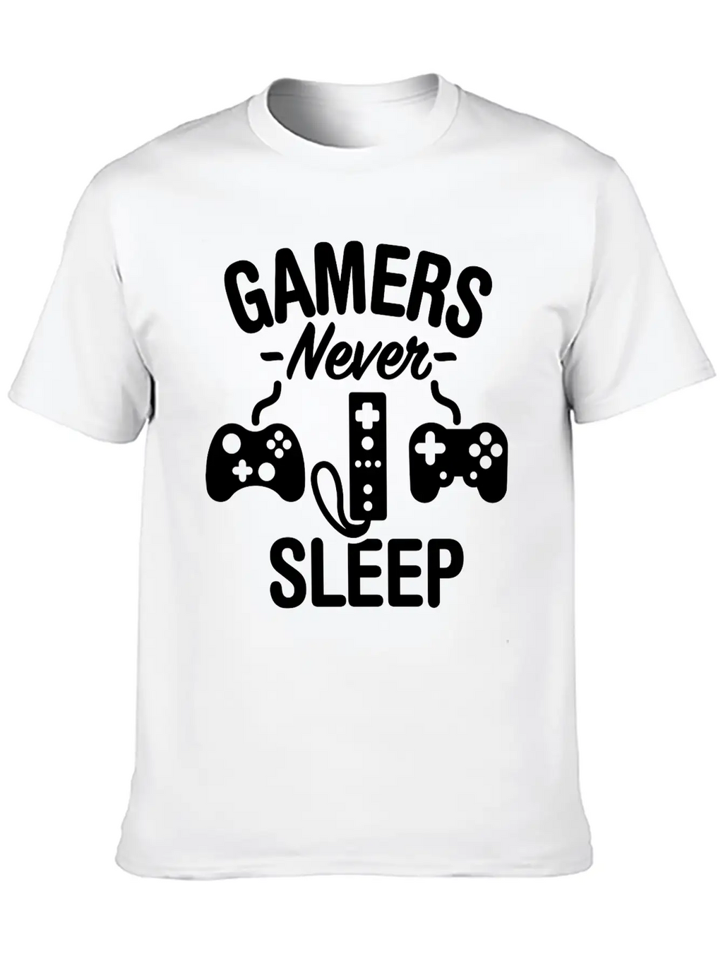 Gamers Never Sleep Casual Graphic T-Shirt – Simple And Comfortable Daily Wear