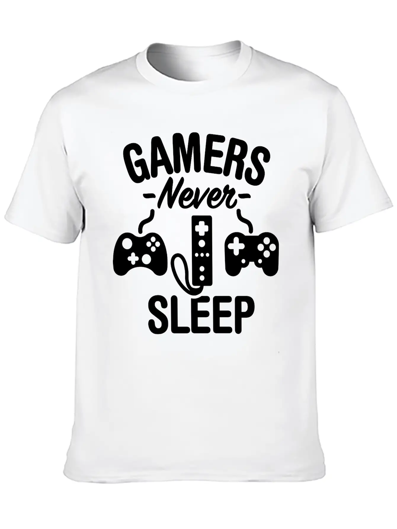 Gamers Never Sleep Casual Graphic T-Shirt – Simple And Comfortable Daily Wear
